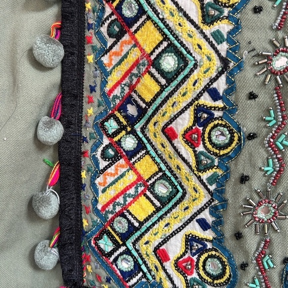 Zara Women's Collar Long Sleeves Button Up Tassel Jacket Olive Green - Picture 5 of 12